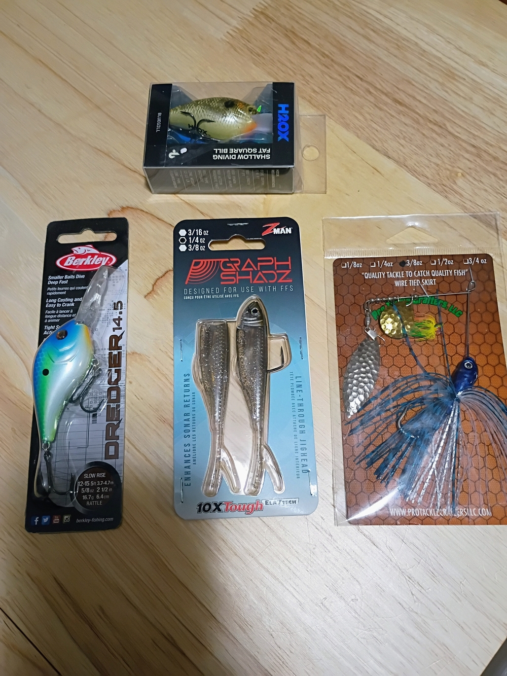 Fishing Lure 4 PC Bundle Green-Blue Dredger Crankbait - Fishing Lure